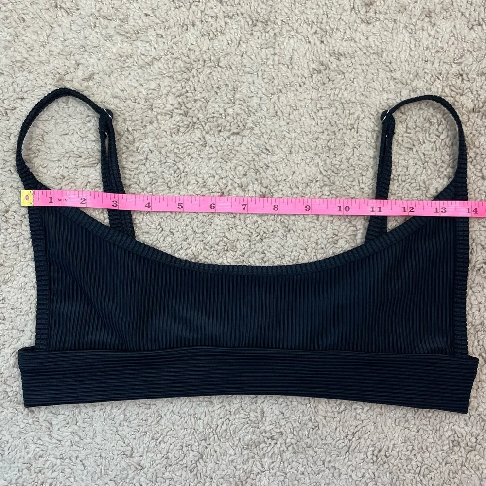 Frankies Bikinis Gavin Ribbed Scoop Bikini Swim *TOP in Black Size Large